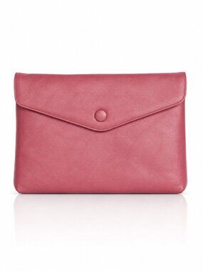 Vintage 80s Pink Leather Clutch Handbag Toni